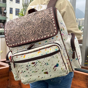 กระเป๋าผ้าอ้อมผู้หญิงหนังวัวแท้ลายดอกไม้ทำมือขน100% แบบตะวันตก - Product Image 2