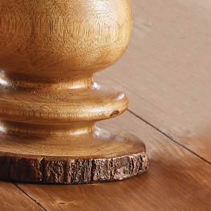 Bougeoirs à pilier rectangulaire en bois massif, décor de ferme rustique, ensemble de 2 bougeoirs à bord d'écorce en bois naturel pour mariage à la maison - Product Image 3