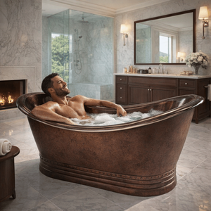 Bañera de Cobre Vintage Hecha a Mano con Textura Antigua Oscura, Bañera de Lujo Independiente para Hoteles, Villas y Hogares Elegantes - Product Image 5