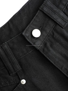 Shorts de Mezclilla Lavada de Cintura Media, Bordados y Transpirables para Mujer, 2024/25, Negros/Blancos, Casuales, Ecológicos, Impermeables, Talla Grande - Product Image 4