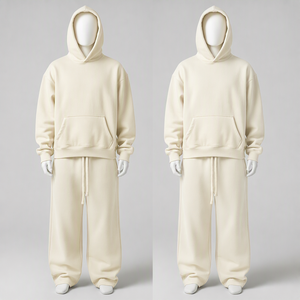 Ensemble de survêtement unisexe haut de gamme à capuche, sweat-shirt et pantalon de jogging en coton pleine longueur avec poches latérales, tenue décontractée pour l'automne - Product Image 6