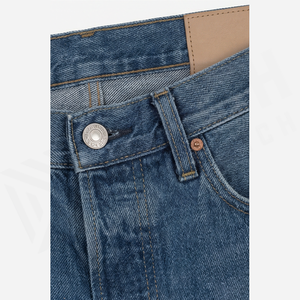 Jean en denim délavé coupe droite pour homme, taille haute, coupe régulière, en coton tissé uni, style décontracté automne - Product Image 4