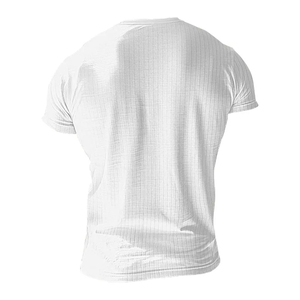เสื้อยืดเฮนลีย์คอกลมทรงเข้ารูปสำหรับผู้ชาย ผ้าฝ้าย 100% ลำลอง ใส่สบายสำหรับฤดูร้อน แขนสั้น สีพื้น - Product Image 2