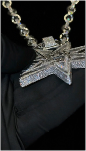 CONCEPTION - Colgante de Estrella de Diamante Moissanite de Lujo en Plata 925 y Oro Blanco de 10K, Diseño Hip Hop, Estilo Moderno para Fiestas - Product Image 5