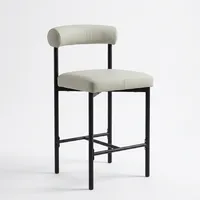 Tabouret de bar moderne, durable et léger en cuir, avec structure en métal noir, chaise de comptoir rembourrée pour cuisine, café, restaurant, bar à domicile
