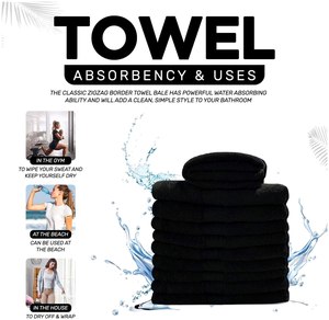 Toalla de Baño Profesional para Hotel y Spa, 100% Algodón, Negra, Tejido de Rizo, Suave, Gruesa, Premium, Absorbente, 580 GSM, EU - Product Image 6