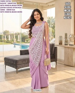Sari en Georgette Color Muse - Sans plis, anti-humidité, style traditionnel pour Diwali - Product Image 2