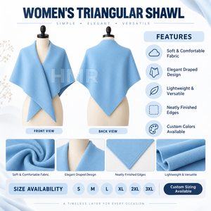 HMR Sorority Sisterhood Light Blue <b>Wool</b> Blend <b>Poncho</b> Shawl With Batwing Sleeve Elegant Winter Wear For Women - Product Image 6