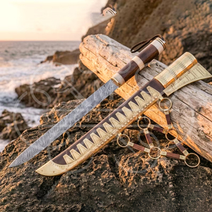MORTAL SAGA Custom Handmade Hand Forged Viking Seax Knife High Carbon Steel Waterproof Bushcraft Hunting Survival Fixed Blade - Product Image 3