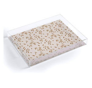 Classic Floral Printed Acrylic Serving Storage Tray For <b>Coffee</b> Snack Breakfast Vanity Organizer Serving Platter For Homes Hotels - Product Image 4