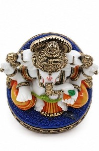 Traditional Handicraft Colored Resin Lord Ganesh <b>Statue</b> Hindu God Figurine Elephant Sculpture <b>Gold</b> Accent Diwali Home Decor - Product Image 3