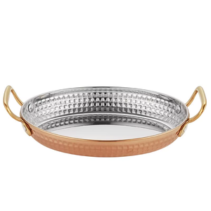 <b>Copper</b> Round Cooking Pans with Brass <b>Handles</b> Durable Modern Design for <b>Kitchen</b> - Product Image 1
