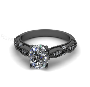 Victorian Inspired 925 Silver 14k Gold Plated 7x9mm Oval Shape <b>Cubic</b> <b>Zirconia</b> Prong Set Designer <b>Ring</b> Fine Jewelry Gift For Her - Product Image 3