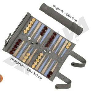 Juego de Backgammon Portátil - Juego de Viaje Enrollable de Cuero con Dados y Fichas para un Fácil Almacenamiento - Product Image 4