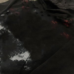 Sudadera con Capucha Negra para Hombre, Estilo Punk, Lavado Ácido, con Cortes Desgastados, Estilo Grunge, Streetwear - Product Image 5
