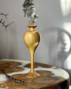 Handmade Solid Wood Rustic Modern Vintage Tabletop Flower <b>Vase</b> Decorative Dry Flower Ornament for Wedding Graduation Home Decor - Product Image 1