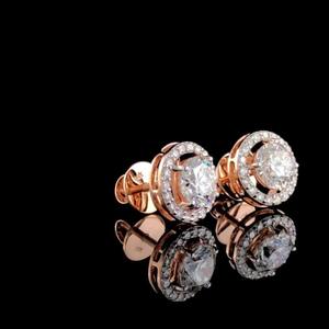 Pendientes de oro rosa de 14 quilates con diamantes cultivados en laboratorio de 2,40 quilates, joyería elegante para fiesta de aniversario de boda, regalo para mujer - Product Image 5