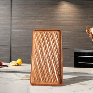 Meilleure vente plateau de service carré nouveau Design plaque de feuille solide table de vie naturelle bols décoratifs en bois d'acacia Vietnam - Product Image 6