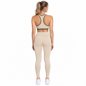 Conjunto Deportivo de 2 Piezas para Mujer: Sujetador Deportivo Racerback y Leggings Largos, Ropa de Gimnasio, Yoga, con Logotipo Impreso - Product Image 4