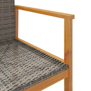 Chaise de jardin en bois d'acacia solide avec le rotin gris de PE et les biens en acier Poudre-enduits et élégants - Product Image 4