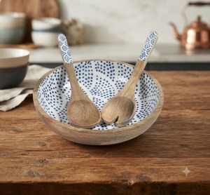 Tazón de servir vintage de madera tallada con acabado craquelado, tazón redondo para cenar, para decoración de mesa en bodas, hogar y cocina. - Product Image 4