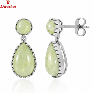 Customized party jewellery 925 sterling silver prehnite gemstone tear drop <b>earrings</b> jewelry women - Product Image 1