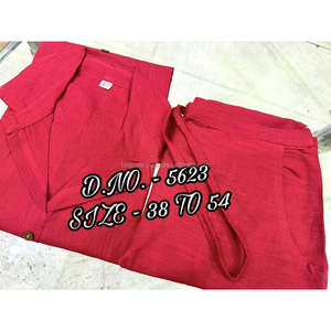 Beautiful Heavy Cotton Slub / Cotton Flex (खादी) Best Quality Fabric Cordset ( Short Length Shirt - 29”) With <b>Wooden</b> <b>Buttons</b> & L - Product Image 4