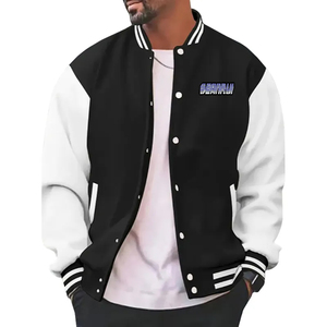 High Quality Quild Lining Snap Button Custom Patch Chenille Embroidery Varsity <b>Bomber</b> <b>Jacket</b> Stand <b>Summer</b> Casual Windproof - Product Image 1