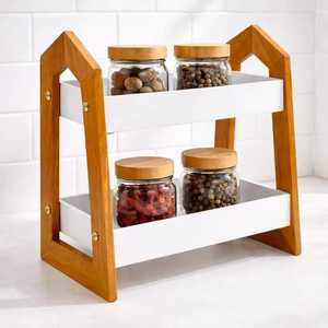 3 Tier Corner Wooden Spice <b>Rack</b> Organizer Tiered Step Kitchen Countertop Seasoning Bottle Holder Pantry Jar Storage Display - Product Image 4