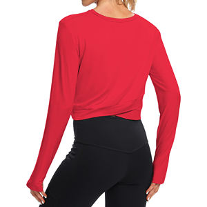 Camiseta de yoga de talla grande para mujer, informal, deportiva, de manga larga, ajustada, transpirable, para gimnasio, entrenamiento físico. - Product Image 2