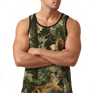 Camisetas sin mangas transpirables de punto con cuello redondo para hombre, estilo casual, camuflaje, personalizables, de alto rendimiento, para actividades al aire libre, venta al por mayor - Product Image 1