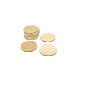 Posavasos Redondos de Madera, Acabado Natural, Juego de 6 - Product Image 1
