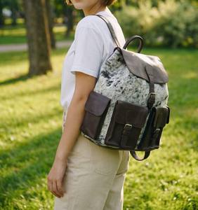 Mochila de Cuero Genuino de Lujo, Estilo Rústico, para Viajes, Portátil, Multifuncional, Gran Capacidad, Unisex, Cierre de Cremallera HNBP-0045 - Product Image 1