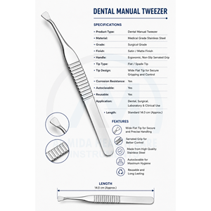 Al Mida Healthcare Surgical Tweezers Stainless Steel CE Certified ISO13485 Manual Dental <b>Instrument</b> Class I AMHC-R-48 Easy Grip - Product Image 6