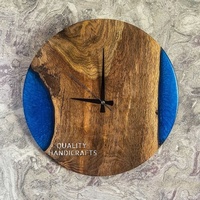 Hadiah Pindah Rumah Jam Dinding Seni Resin Epoksi Kayu Modern Buatan Tangan Tampilan Jarum Modern Hadiah Natal Pernikahan Dekorasi Rumah Apartemen