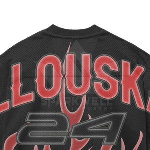 Camiseta de Baloncesto Personalizada para Hombre, Diseño de Llamas Rojas sobre Negro, Manga Corta, Malla Transpirable, Estilo Deportivo Urbano, Talla Grande - Product Image 3