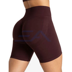 Nouveau style short de sport taille haute respirant et écologique en Spandex/Polyester pour femme, motif uni, pour usage extérieur - Prix - Product Image 2