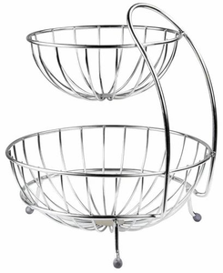Double Tier Fruit Basket Stainless Steel Wire <b>Stand</b> Black Two Tier Kitchen Countertop Fruit <b>Vegetable</b> Storage Organizer Rack - Product Image 1