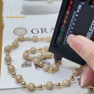 Collar de Cadena de Eslabones con Bolas de Moissanita Personalizado, Plata 925, Bañado en Rodio, Joyería Hip Hop para Hombres y Mujeres, Regalo de Boda - Product Image 6
