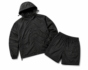 Men's Premium Nylon Windbreaker Jacket and Shorts <b>Set</b> Lightweight Outdoor Activewear Contemporary Fit Customizable Design - Product Image 2
