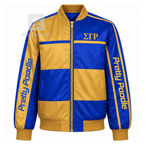Veste coupe-vent personnalisée Sigma Gamma Rho Sorority avec logo brodé bleu et or, style décontracté pour femme, avec doublure en polyester - Product Image 1