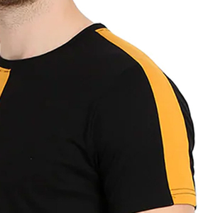 T-shirt pour homme 100% coton, léger, surdimensionné, jaune et noir, design bicolore personnalisé, service OEM - Product Image 3