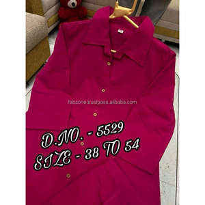 Hermoso algodón pesado flameado/algodón flexible (Hibisco) Cordset de tela de la mejor calidad (camisa de longitud corta-29 ") con botones de madera y L - Product Image 1