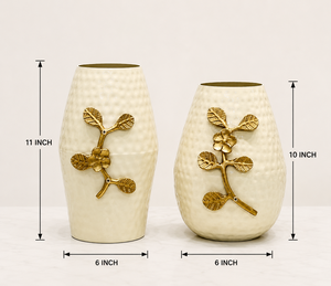 Ensemble de vases de table en métal ivoire artisanal Premium Unicorn, design feuille d'or, fait main, résistant à la rouille, pour mariage - Product Image 2
