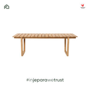 Table à manger en teck massif à lattes, mobilier de salle à manger moderne pour extérieur, patio, jardin, restaurant, villa, complexe hôtelier - Product Image 2