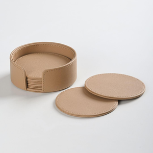 Posavasos Clásico de Cuero para Mesa, Accesorios de Comedor, Juego de Posavasos Redondos de Cuero Hechos a Mano con Borde Cosido, Multicolor - Product Image 4