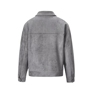 OEM Winter Autumn Custom Logo grey <b>suede</b> leather <b>Jacket</b> Men High Street Loose Zipper Casual Men'S Solid Color <b>Jacket</b> 2026. - Product Image 4