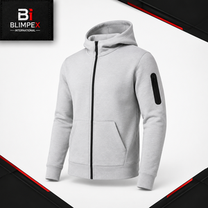 Sweat-shirt à capuche zippé pour homme, design tendance, logo personnalisé, impression numérique, séchage rapide, couleur unie, poche, en tissu peigné, idéal pour l'hiver - Product Image 2
