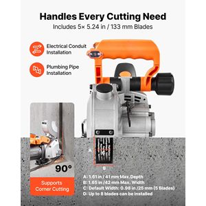 Machine à rainurer murale électrique 4800W, 6800 tr/min, rainureuse à béton avec ligne de guidage et 5 lames - Product Image 5