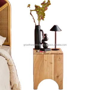 Taburete de madera maciza minimalista, mesa organizadora compacta de madera para mesita de noche, taburete lateral de madera hecho a mano para dormitorio, taburete rústico para café - Product Image 1